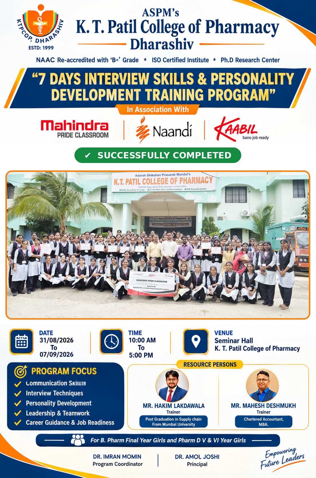 7 Days Interview Skills & Personality Development Training Program" Successfully Concluded