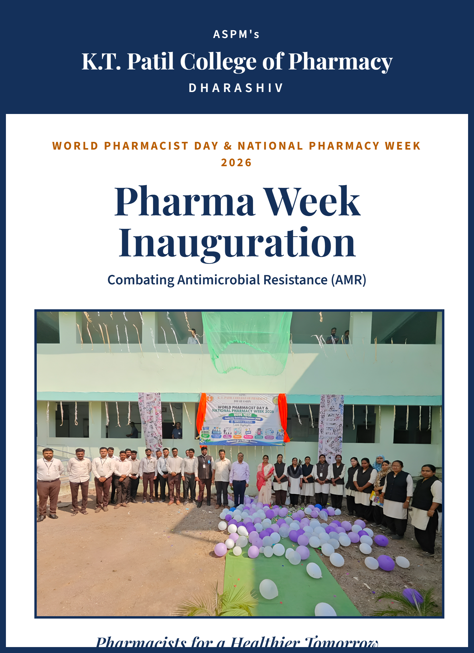 Pharma Week 2026 Inaugurated at K.T. Patil College of Pharmacy, Dharashiv
